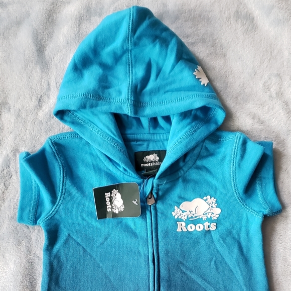New Baby Roots Cooper Beaver Blue Romper 3-6 months - Picture 2 of 3